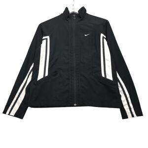 Vintage Y2K Nike Lined Track Jacket Womens Small Long Sleeve Swoosh Black White